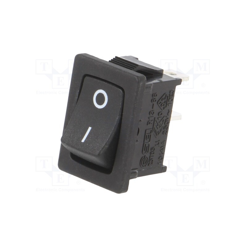 1 pcs x SWITCH COMPONENTS - RF1-1B-DC-2-B-1 - ROCKER, SPST, Pos: 2, OFF-(ON), 10A/24VDC, black, none, Body: black