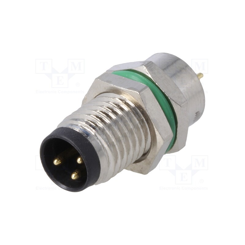 1 pcs x BULGIN - PXMBNI08RPM03APC - Connector: M8, male, PIN: 3, for panel mounting,front side nut