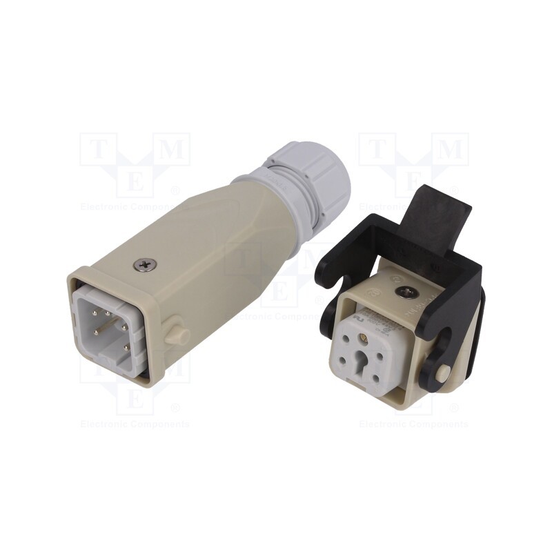 1 pcs x AMPHENOL - C146 10E004 922 4 - Connector: HDC, male + female, C146, PIN: 5, 4+PE, size A3, straight