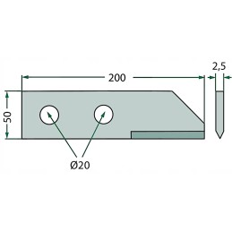 Forage harvester flail knife 200x50x2 5mm hf 40150