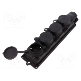 1 pcs x PAWBOL - D.3159/4-S - Connector: AC supply, socket, 2P+PE, 250VAC, 16A, black, IP44