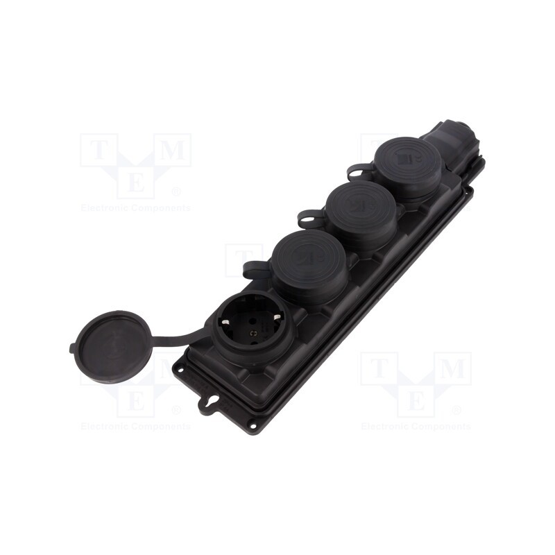 1 pcs x PAWBOL - D.3159/4-S - Connector: AC supply, socket, 2P+PE, 250VAC, 16A, black, IP44