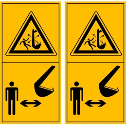 Warning stickers, pictograms, excavator, 30 cm