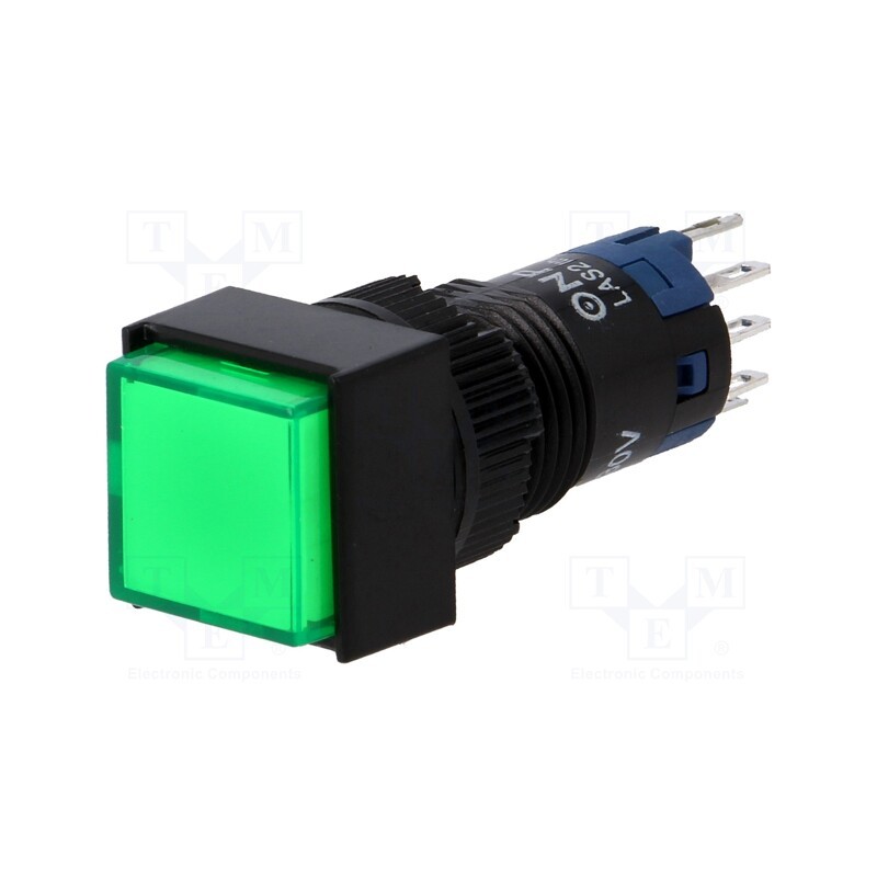 1 pcs x ONPOW - LAS2F-11/230/G - Switch: push-button, Pos: 2, SPDT, 0.5A/250VAC, 1A/24VDC, ON-(ON)