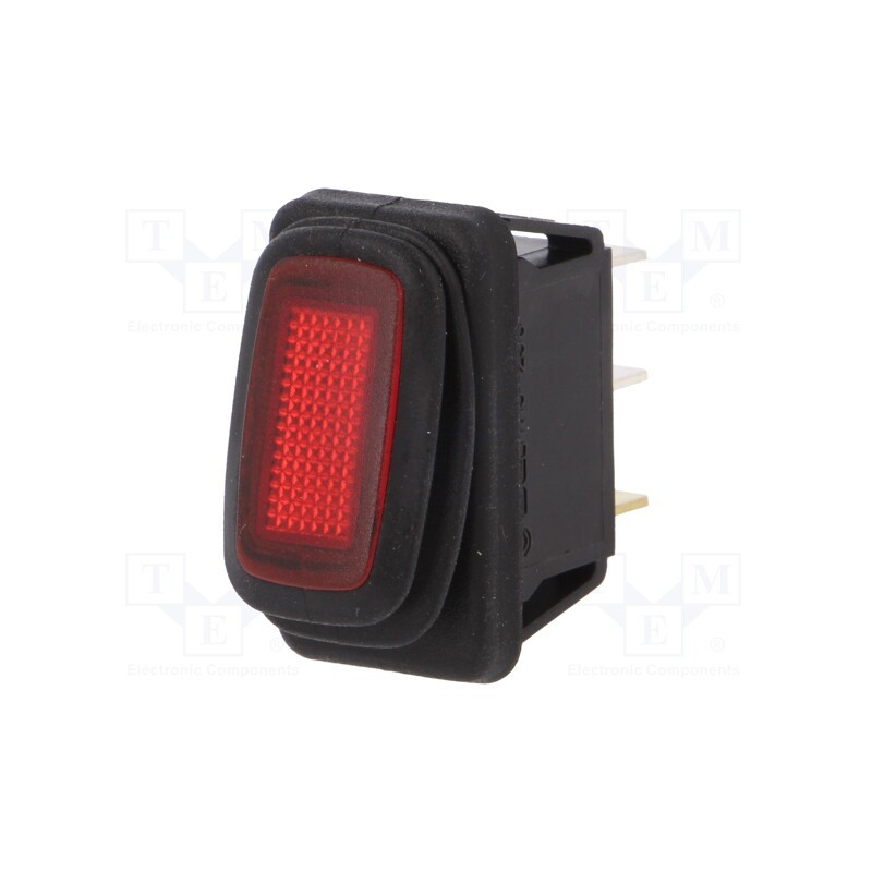 1 pcs x SCI - R13-238B8-01-R-N2 - ROCKER, SPST, Pos: 2, ON-OFF, 16A/250VAC, red, IP65, neon lamp, 230V
