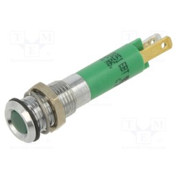 1 pcs x CML INNOVATIVE TECHNOLOGIES - 19010251 - Indicator: LED, flat, green, 12VDC, Ø8mm, connectors 2,0x0,8mm