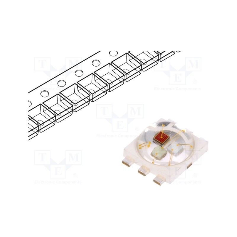 1 pcs x ProLight Opto - PP6N-1LFE-P - Power LED, RGB, 140°, 150mA, λd: 455÷460nm,525÷535nm,620÷630nm