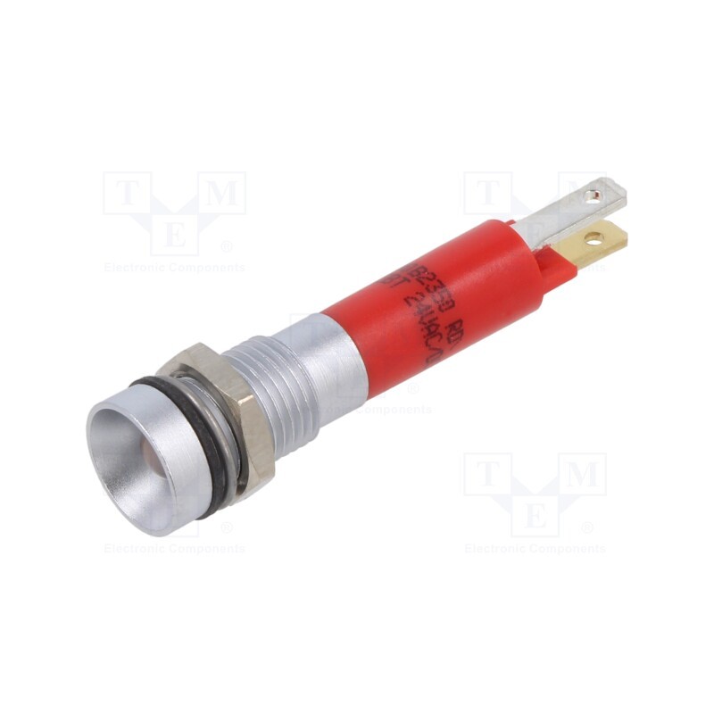 1 pcs x CML INNOVATIVE TECHNOLOGIES - 190B2350 - Indicator: LED, recessed, red, 24VDC, 24VAC, Ø8mm
