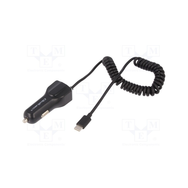 1 pcs x QOLTEC - 50142 - USB power supply, USB A socket,USB C plug, Sup.volt: 12÷24VDC