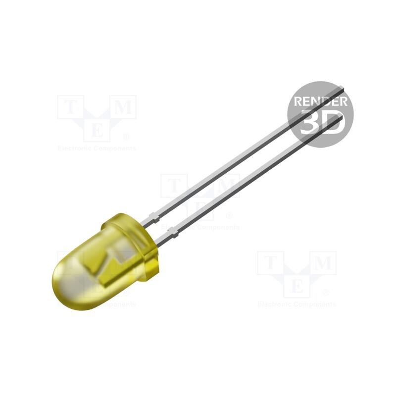 1 pcs x OPTOSUPPLY - OS5YAA5A34A-1-VW - LED, 5mm, yellow, 14400÷18000mcd, 30°, Front: convex, 1.8÷2.6V