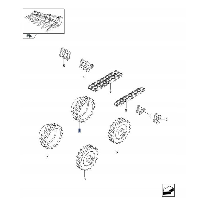 Feeder chain wheel New Holland 322460950 cn
