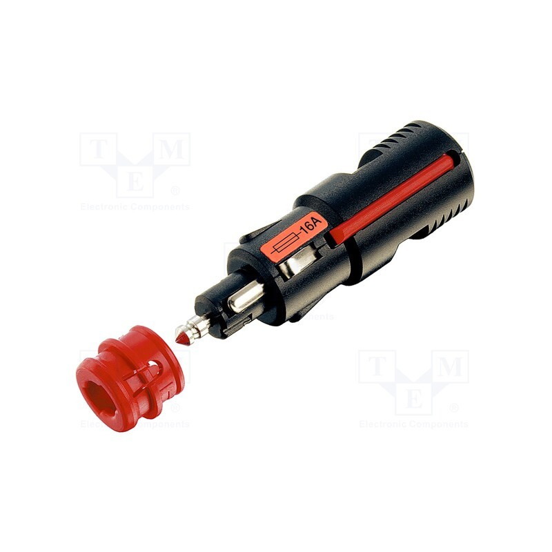 1 pcs x PRO CAR - 67722010 - Cigarette lighter plug, screw terminal, 16A, Sup.volt: 12÷24VDC