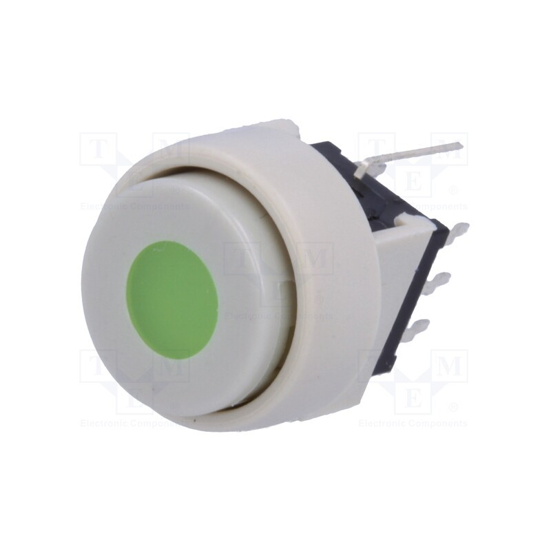 1 pcs x HIGHLY ELECTRIC - PB6136AL-3 - Switch: keypad, Pos: 2, DPDT, 0.1A/30VDC, white, LED, green, THT, 1.5N
