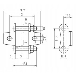 Chain link, straight pin with bison handle