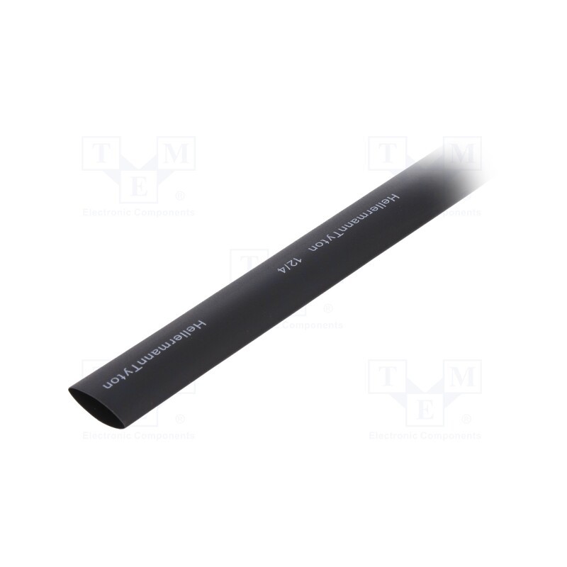 1 pcs x HELLERMANNTYTON - 319-01200 - Heat shrink sleeve, 3: 1, 12mm, L: 1m, black, polyolefine