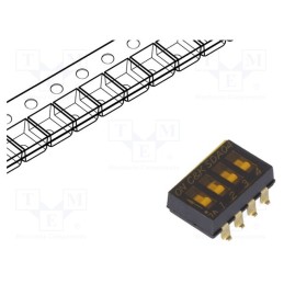1 pcs x C&K - SDA04H0SBR - Switch: DIP-SWITCH, Poles number: 4, OFF-ON, 0.025A/24VDC, Pos: 2