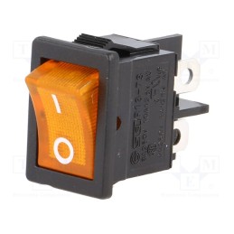 1 pcs x SCI - R13-73C-02-BY-2D-N-2 - ROCKER, DPST, Pos: 2, ON-OFF, 6A/250VAC, orange, neon lamp, 250V
