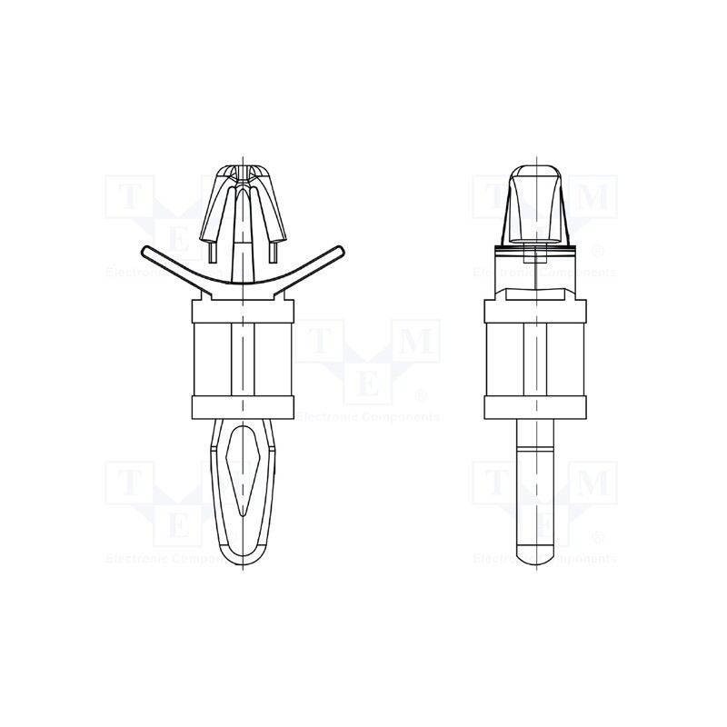 10 pcs x DREMEC - 8G813V40375 - PCB distance, polyamide, L: 6.4mm, snap fastener, natural