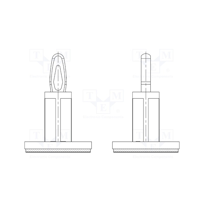 10 pcs x DREMEC - 8GB07V42549 - PCB distance, polyamide 66, L: 10mm, self-adhesive,snap fastener
