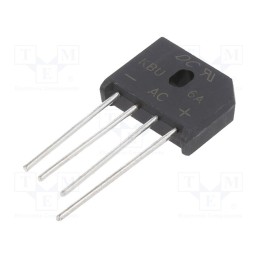 1 pcs x DC COMPONENTS - KBU6A - Bridge rectifier: single-phase, Urmax: 50V, If: 6A, Ifsm: 150A, flat