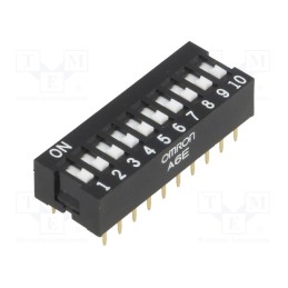 1 pcs x OMRON OCB - A6E-0101-N - Switch: DIP-SWITCH, Poles number: 10, ON-OFF, 0.025A/24VDC, Pos: 2