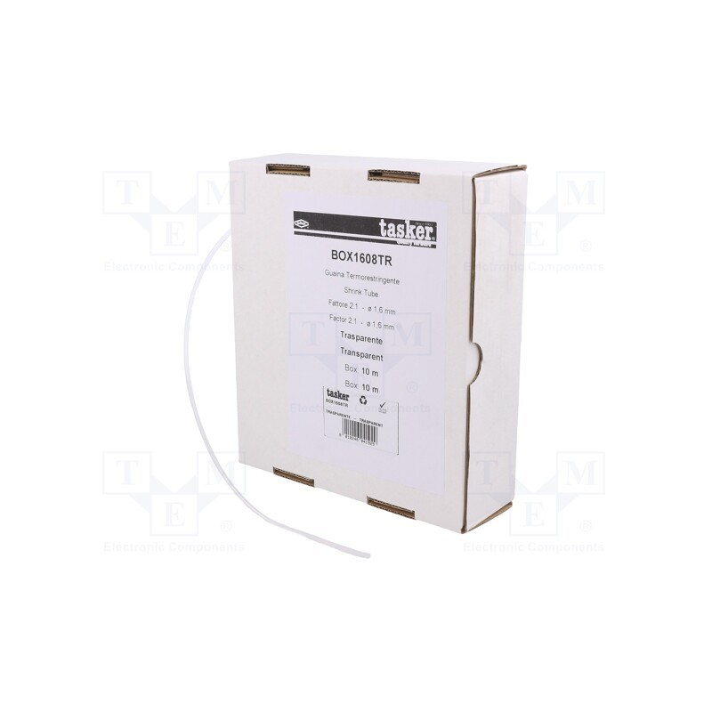 1 pcs x TASKER - BOX 1608 TR - Heat shrink sleeve, glueless, 2: 1, 1.6mm, L: 10m, transparent