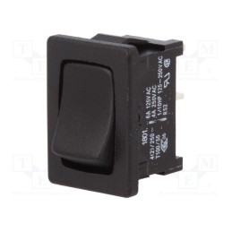 1 pcs x Marquardt - 1801.1202 - ROCKER, SPST, Pos: 2, OFF-(ON), 4A/250VAC, black, IP40, none, 100mΩ