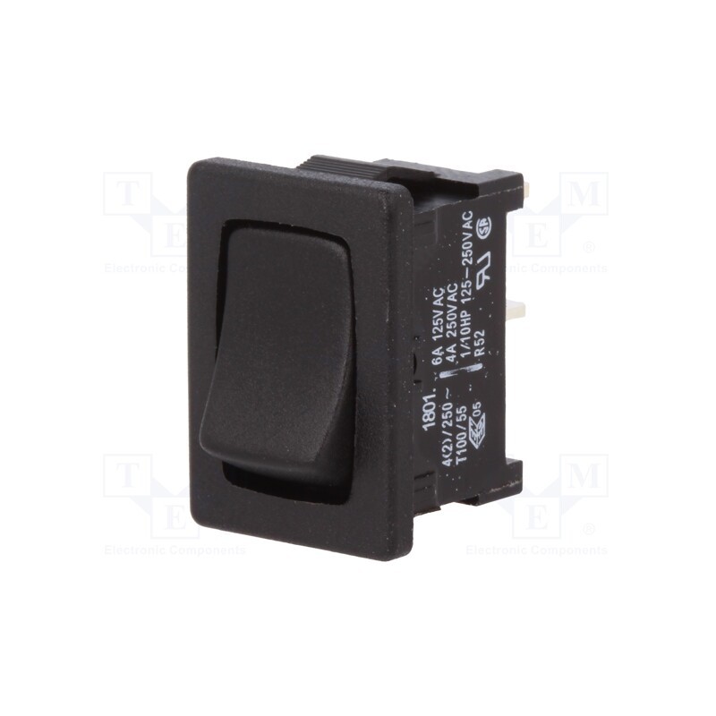 1 pcs x Marquardt - 1801.1202 - ROCKER, SPST, Pos: 2, OFF-(ON), 4A/250VAC, black, IP40, none, 100mΩ
