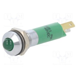 1 pcs x CML INNOVATIVE TECHNOLOGIES - 19040651 - Indicator: LED, prominent, green, 48VDC, Ø8mm, metal