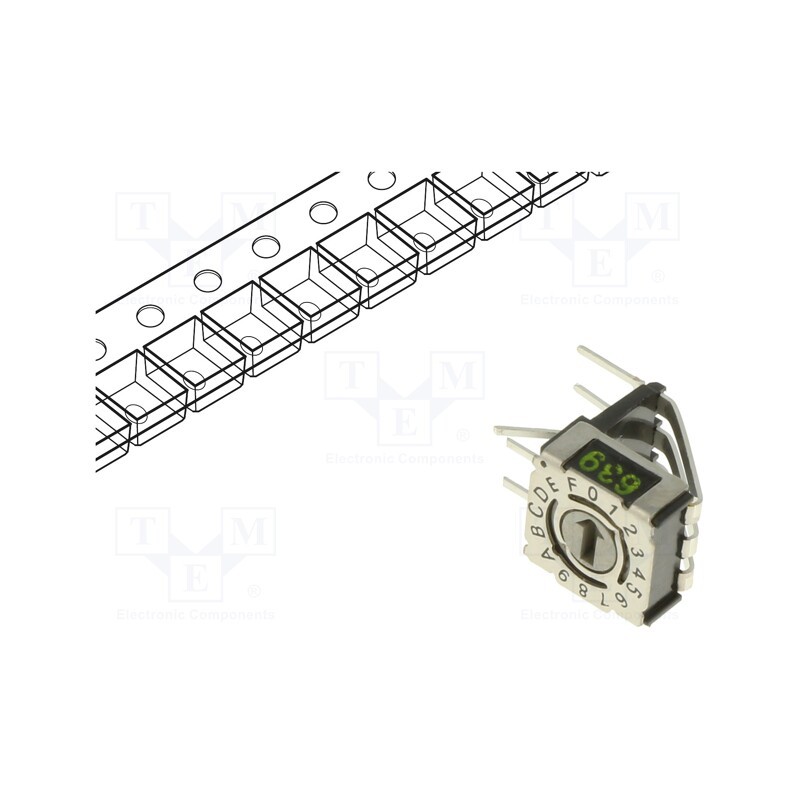 1 pcs x PTR HARTMANN - P36THR103L508TR - Encoding switch, HEX/BCD, Pos: 16, THT, Rcont max: 80mΩ, P36