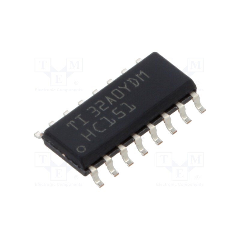 1 pcs x TEXAS INSTRUMENTS - SN74HC151DR - IC: digital, 8 to 1 line,multiplexer,data selector, SMD, SO16