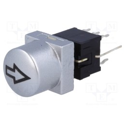 1 pcs x HIGHLY ELECTRIC - PB61302BL-3-104 - Switch: keypad, arrow, Pos: 2, DPDT, 0.1A/30VDC, silver, LED, green