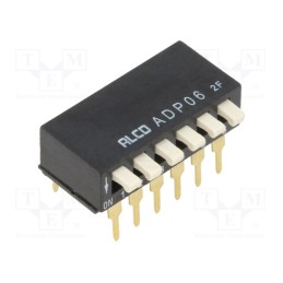 1 pcs x TE Connectivity - 1-1571999-6 - Switch: DIP-SWITCH, ON-OFF, 0.1A/24VDC, Pos: 2, -30÷85°C, THT, ADP