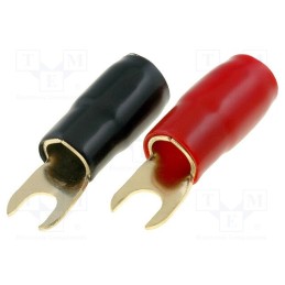 1 set x 4CARMEDIA - TERMINAL-SPADE-2G - Terminal: fork, M8, 35mm2, gold-plated, insulated, red and black
