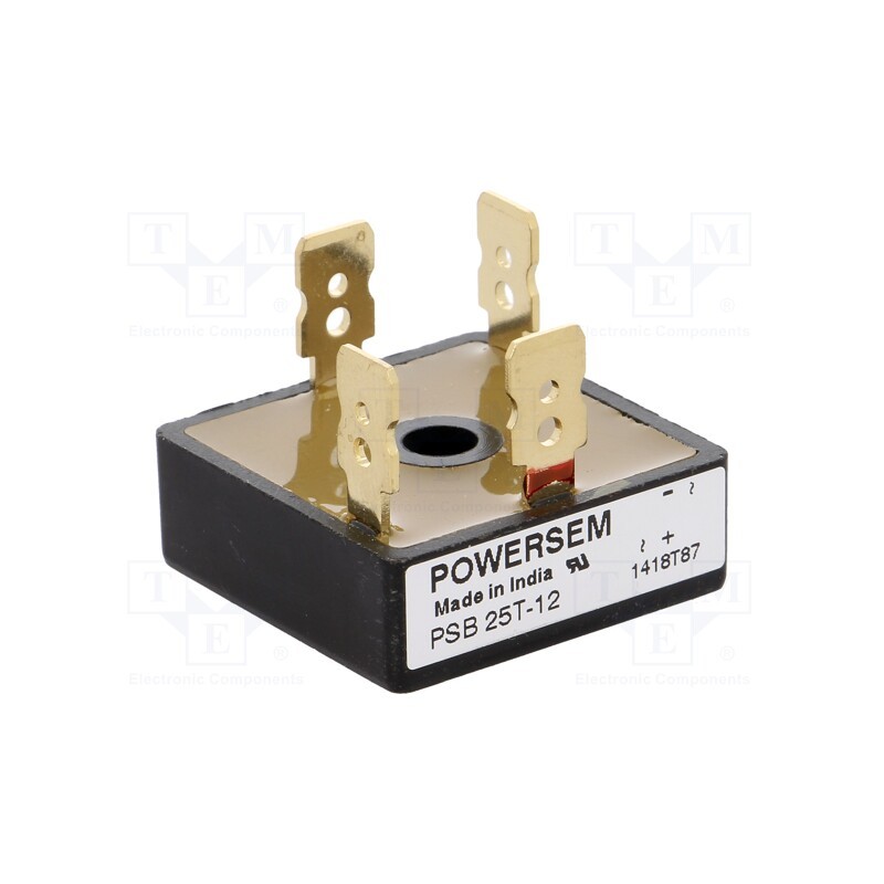 1 pcs x POWERSEM - PSB 25T/12 - Bridge rectifier: single-phase, Urmax: 1.2kV, If: 21A, Ifsm: 360A