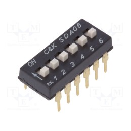 1 pcs x C&K - SDA06H1BD - Switch: DIP-SWITCH, Poles number: 6, ON-OFF, 0.025A/24VDC, Pos: 6