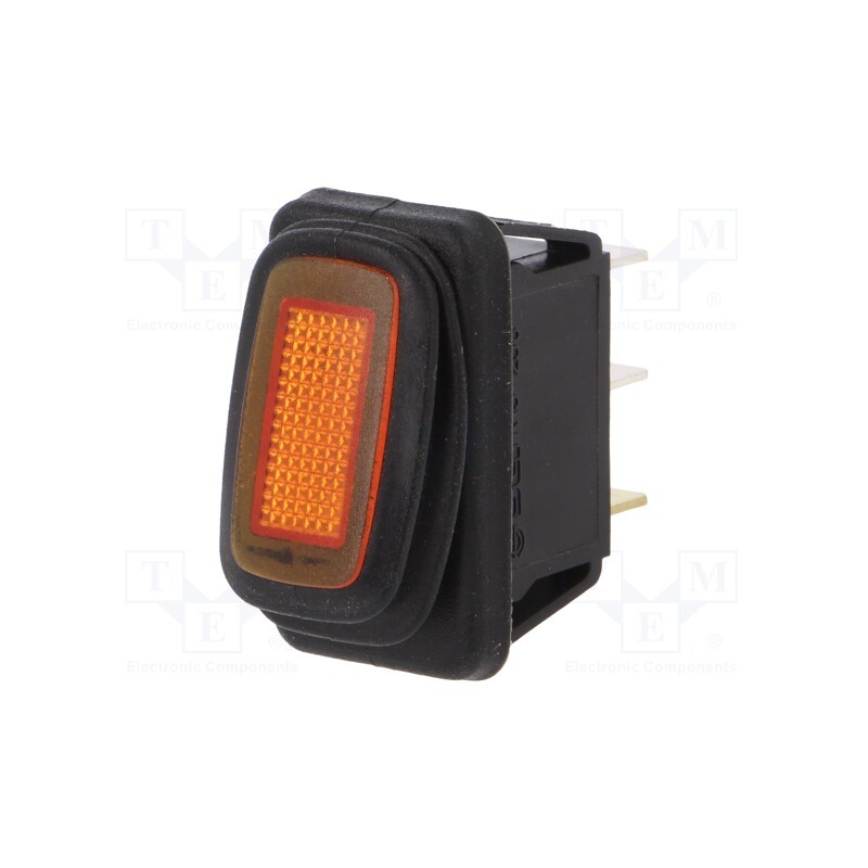 1 pcs x SCI - R13-238B8-01-Y-L1 - ROCKER, SPST, Pos: 2, ON-OFF, 16A/12VDC, orange, IP65, LED, 12V, 50mΩ