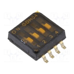 1 pcs x TE Connectivity - 1571983-4 - Switch: DIP-SWITCH, Poles number: 4, OFF-ON, 0.1A/50VDC, Pos: 2