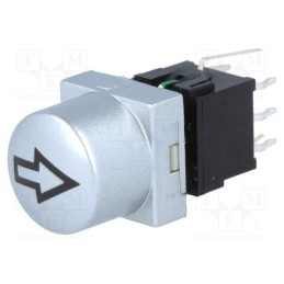 1 pcs x HIGHLY ELECTRIC - PB61302BL-3-106 - Switch: keypad, arrow, Pos: 2, DPDT, 0.1A/30VDC, silver, LED, green