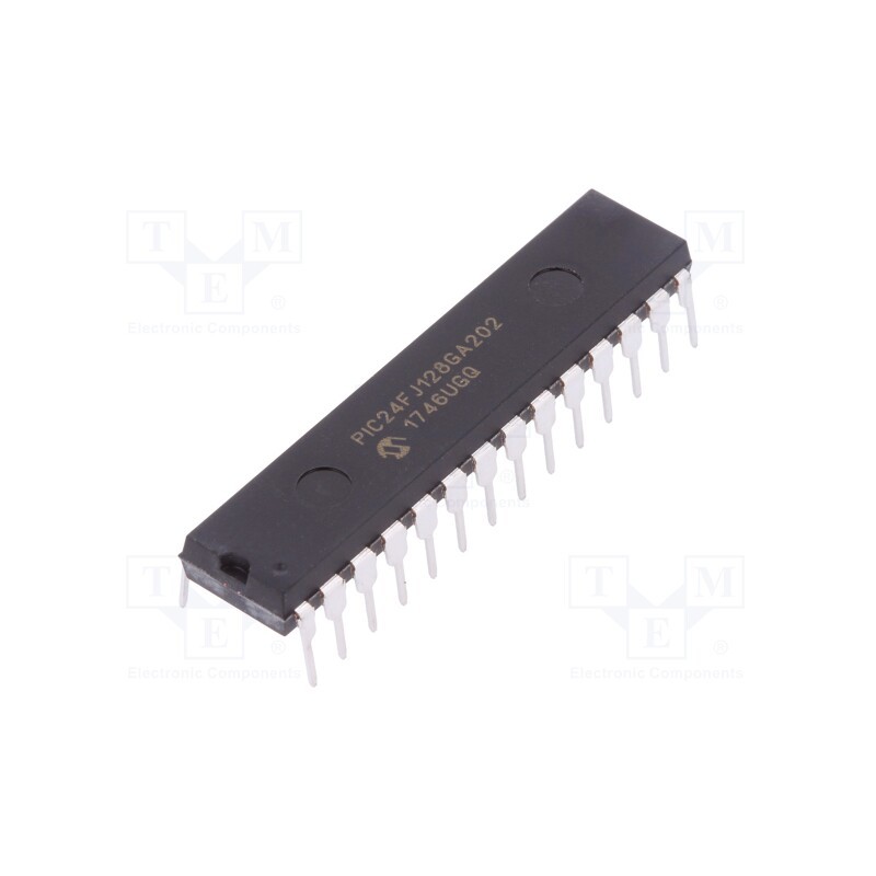 1 pcs x MICROCHIP TECHNOLOGY - PIC24FJ128GA202-I/SP - IC: PIC microcontroller, 128kB, I2C x2,I2S x3,SPI x3,UART x4