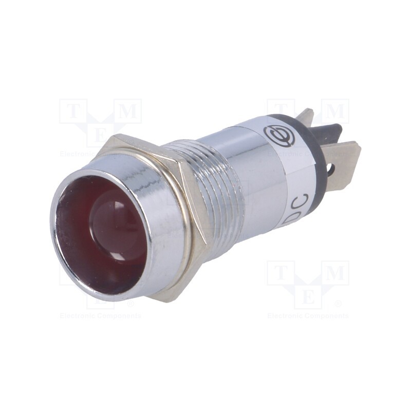 1 pcs x SCI - R9-86L-01-24RED - Indicator: LED, recessed, red, 24VDC, Ø14.2mm, IP40, brass