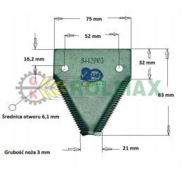 Stainless scythe blade New Holland 84429103