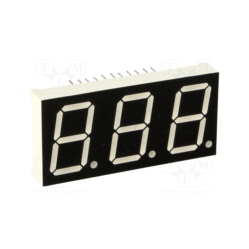 1 pcs x WENRUN - LTD080BAG-103-01 - Display: LED, 7-segment, 20.32mm, 0.8', No.char: 3, green, 7.6mcd