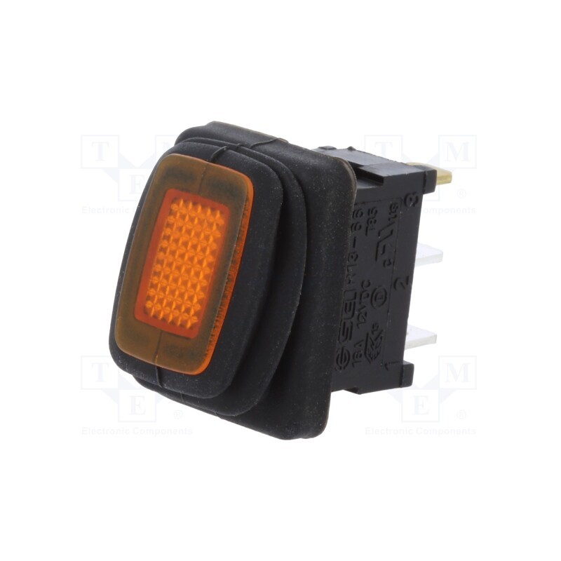 1 pcs x SCI - R13-66B8-02-BBY (1824274) - ROCKER, SPST, Pos: 2, ON-OFF, 16A/12VDC, orange, IP65, LED, 12V, 50mΩ