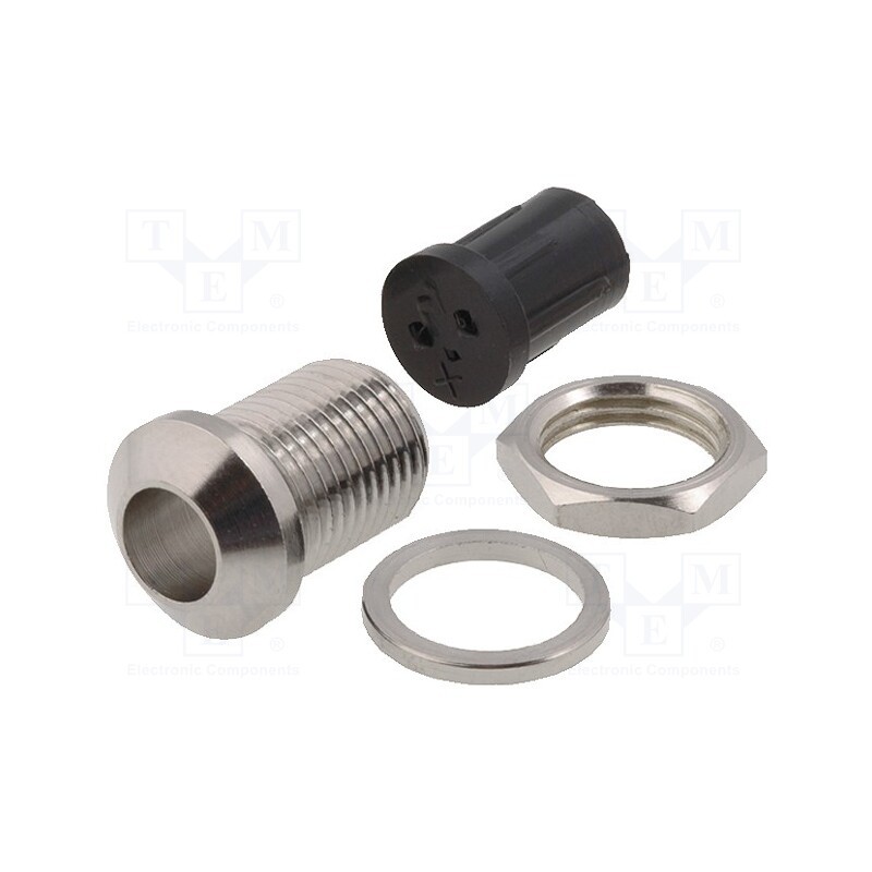 1 pcs x TORIVAC - PLED-50 NICKEL PLATE - LED holder, 5mm, nickel, convex, with plastic plug