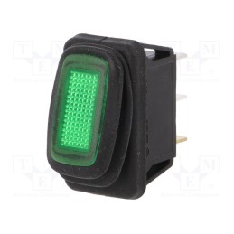 1 pcs x SCI - R13-238B8-01-G-L1 - ROCKER, SPST, Pos: 2, ON-OFF, 16A/12VDC, green, IP65, LED, 12V, 50mΩ