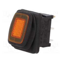 1 pcs x SCI - R13-66B8-02-BBY - ROCKER, SPST, Pos: 2, ON-OFF, 10A/250VAC, orange, IP65, neon lamp