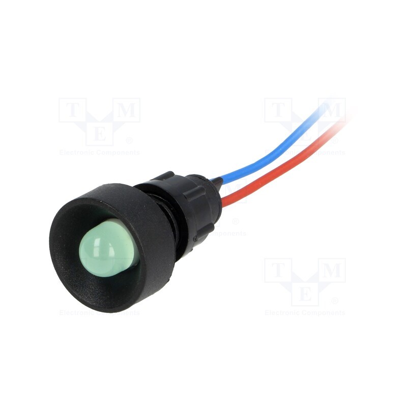 1 pcs x POLAM-ELTA - LG-D10-12AC/DC - Indicator: LED, recessed, green, 12VDC, 12VAC, Ø13mm, IP40, plastic