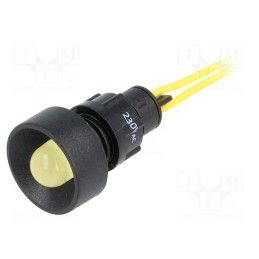 1 pcs x POLAM-ELTA - LY-D10-230AC - Indicator: LED, recessed, yellow, 230VAC, Ø13mm, IP40, leads 300mm