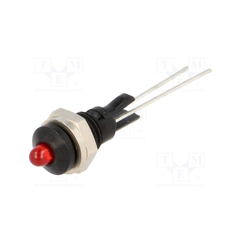 1 pcs x MENTOR - 2663.8023 - Indicator: LED, prominent, red, Ø6mm, for PCB, brass, ØLED: 3mm